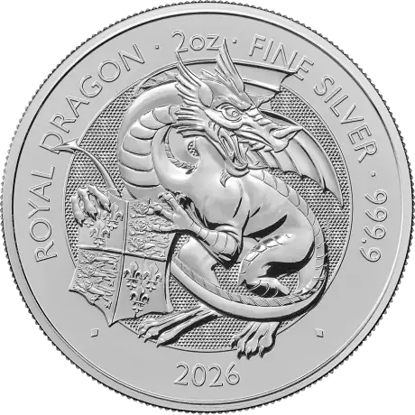 Stříbrná mince Tudorovská zvířata - Královský drak 2026, 2&nbsp;oz