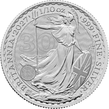 Stříbrná mince Britannia Charles III 2027, 1/10&nbsp;oz