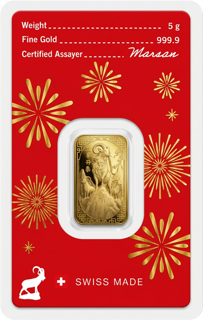 Zlatý slitek Argor Heraeus - Rok kozy 2027, 5&nbsp;g