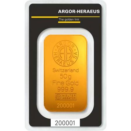 Zlatý slitek Argor Heraeus 50 g