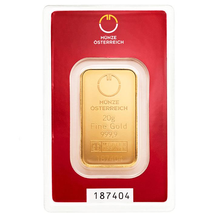 Zlatý slitek Münze Österreich 20 g
