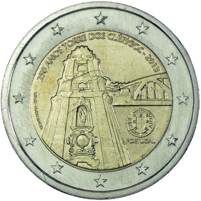 2 Euro CuNi 250 let kostelní věže Porto